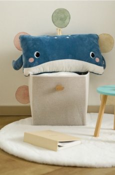 Подушка з штучним хутром - синій