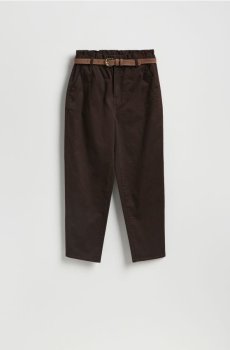 Reserved - Штани чиноси з поясом - темно коричневий - 530HV-89X