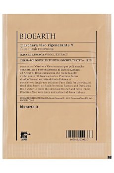 Уценка! Восстанавливающая тканевая маска для лица Bioearth Renewing Face Mask с экстрактом слизи улитки, 15 мл