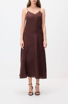Reserved - Сукня з льону - темно коричневий - 762HR-89X