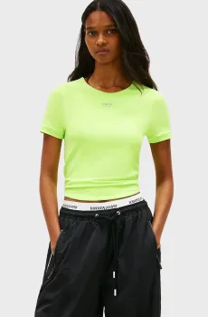 Женская салатовая футболка SLIM SILVER SCRIPT Салатовый XS Tommy Jeans DW0DW22284