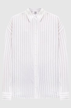 Белая блуза с шелком в полоску