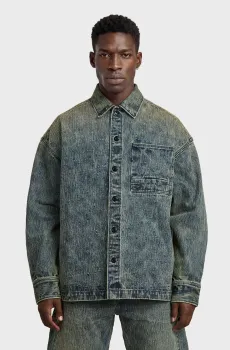 Мужская синяя джинсовая рубашка  Boxy Fit Синий S G-Star RAW D29118,E357