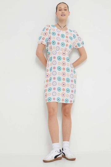 Платье Desigual цвет белый mini расклешённая Платье Desigual цвет белый mini расклешённая