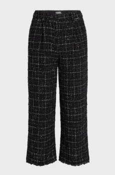Женские черные твидовые кюлоты в клетку BOUCLE Черный 42 Karl Lagerfeld 240W1005