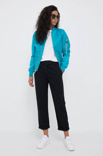 Куртка-бомбер Alpha Industries женский цвет бирюзовый переходная Куртка-бомбер Alpha Industries женский цвет бирюзовый переходная