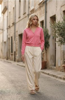 Класичний кардиган на ґудзиках - рожевий