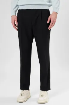 Мужские черные шерстяные брюки Черный 48 BOSS 50551015;001