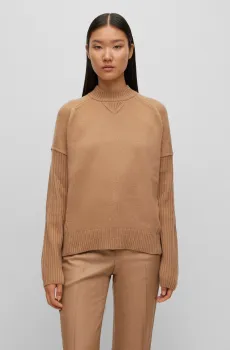 Женский бежевый шерстяной свитер Бежевый XL BOSS 50501575;260