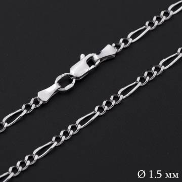 Серебряная родированная цепочка плетение Фигаро 3+1 Р010882 Серебряная родированная цепочка плетение Фигаро 3+1 Р010882
