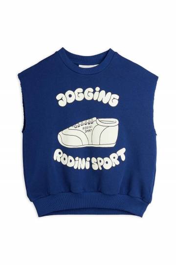 Детский хлопковый топ Mini Rodini цвет синий с принтом Детский хлопковый топ Mini Rodini цвет синий с принтом