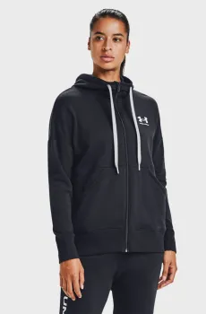 Женское черное худи Rival Fleece FZ Черный S Under Armour 1356400-001