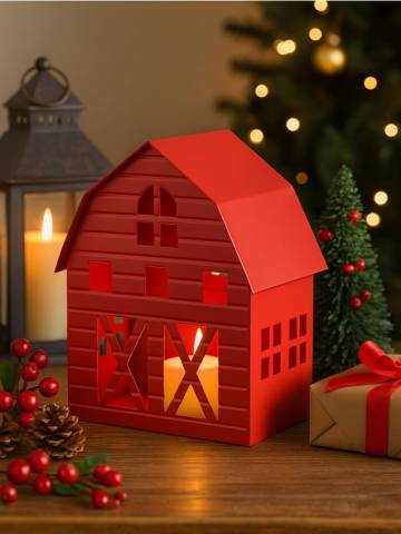 Підсвічник у формі будинку - червоний