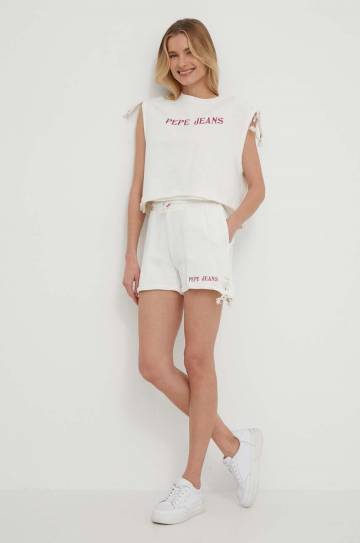 Хлопковый топ Pepe Jeans Kendall цвет бежевый PL581424 Хлопковый топ Pepe Jeans Kendall цвет бежевый PL581424