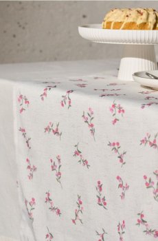 Доріжка на стіл з квітковим візерунком - кремовий