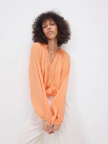 Reserved - Блузка oversize крою - кораловий - 395FH-32X