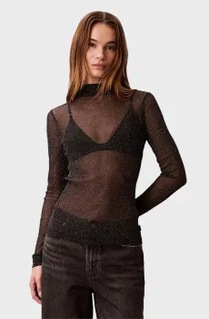 Женский черный топ LUREX MOCK NECK Черный XS Calvin Klein Jeans LV144E213G
