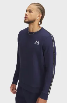 Мужской темно-синий свитшот UA Icon Fleece Crew Taping Синий XL Under Armour 1389357-410