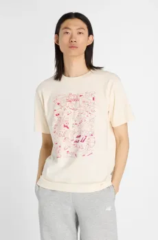 Мужская бежевая футболка Athletics S-Mural Бежевый M New Balance MT53913PEF