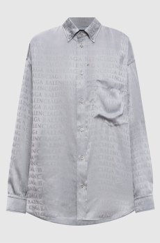 Серая блуза в принт логотипа