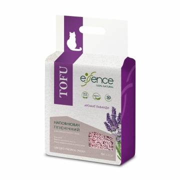 Наполнитель туалетов для кошек Essence Tofu, гранулы 2 мм, с ароматом лаванды, 2.5 кг Наполнитель туалетов для кошек Essence Tofu, гранулы 2 мм, с ароматом лаванды, 2.5 кг