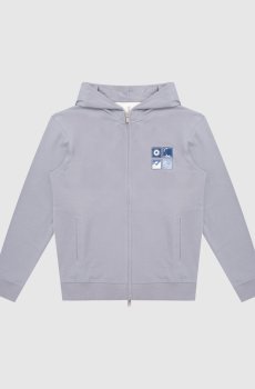 Детская серая спортивная куртка с брендовым принтом