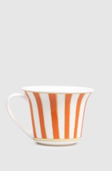 Белая фарфоровая чашка для чая Striche Arancio e Oro