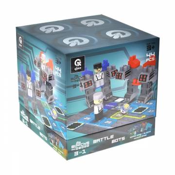 Конструктор 3 в 1 Qbee Block & Steps: Бои Роботов + ходилка и мемори, 44 детали, от 3 лет (QB300-102)