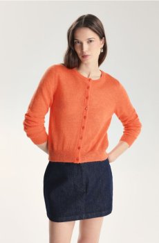 Reserved - Кардиган з додаванням вовни альпака - помаранчевий - 219GP-22X