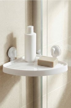 Полиця для ванної з присосками - білий
