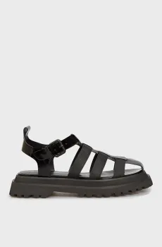 Женские черные кожаные сандалии Sam Черный 40 PRPY PRSLT5017W