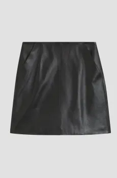 Женская черная кожаная юбка Черный 38 BOSS 50552202;001