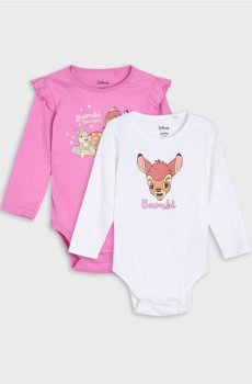 Бавовняне боді з принтом 2 pack Bambi - кремовий