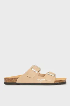 Женские бежевые замшевые слайдеры OBAN SUEDE W Бежевый 36 Pepe Jeans PLS80009