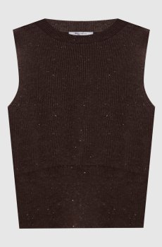 Коричневый топ с шерстью и шелком