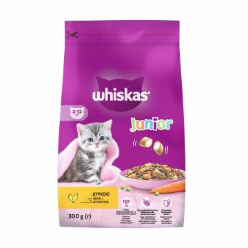 Сухой корм для котят Whiskas Junior с курицей, 300 г Сухой корм для котят Whiskas Junior с курицей, 300 г
