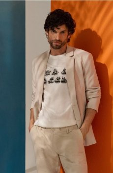 Бавовняна футболка - кремовий