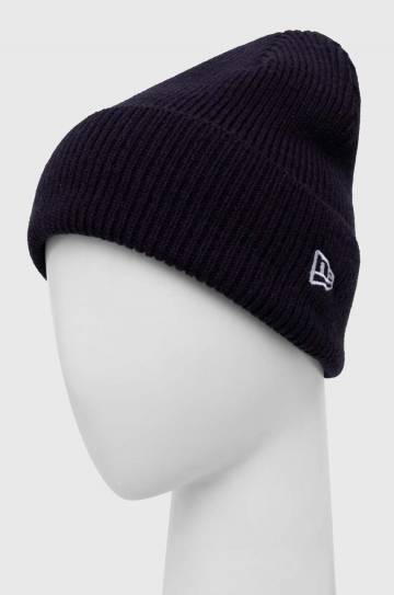 Шапка с примесью шерсти New Era цвет синий из толстого трикотажа Шапка с примесью шерсти New Era цвет синий из толстого трикотажа