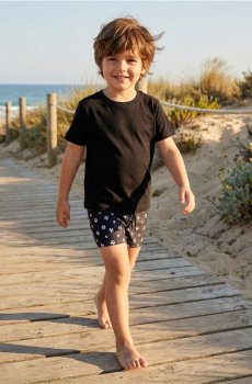 Плавки з принтом футбольних мячів - чорний