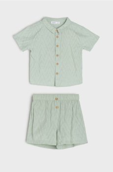 Комплект: сорочка та шорти з домішкою ліоцелу - пильно-зелений