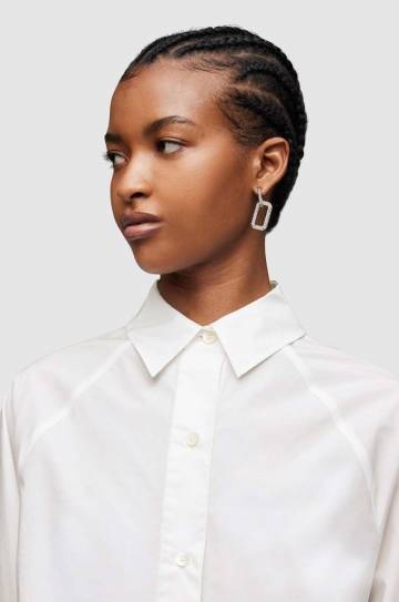 Хлопковая рубашка AllSaints Evie женская цвет белый relaxed классический воротник Хлопковая рубашка AllSaints Evie женская цвет белый relaxed классический воротник