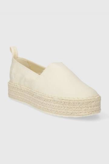 Эспадрильи Calvin Klein Jeans PLATFORM ESPADRILLE ML BTW цвет бежевый на платформе Эспадрильи Calvin Klein Jeans PLATFORM ESPADRILLE ML BTW цвет бежевый на платформе