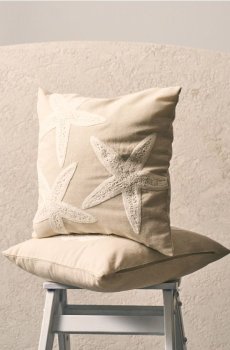 Наволочка з мотивом морської зірки - кремовий