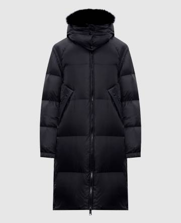 Черный пуховик-трансформер с мехом лисы