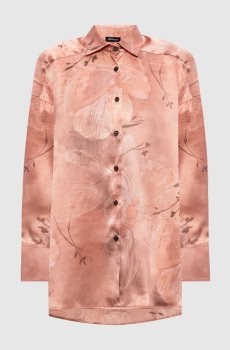 Розовая блуза из шелка в цветочный принт