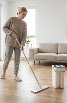 Швабра з відром - кремовий