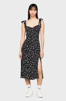 Женский черный сарафан с узором TJW MIDI FLORAL RUFFLE Черный XS Tommy Jeans DW0DW17949
