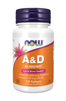 Витaмин A и Д NOW Foods Vitamin A & D 10.000/400, 100 капсул
