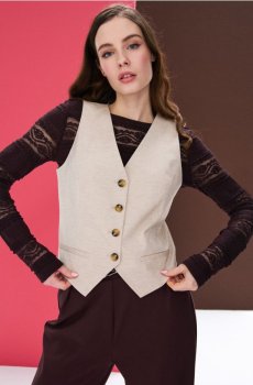 Жилет з домішкою льону - бежевий