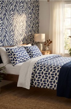 Комплект візерункової постільної білизни - темно-синій